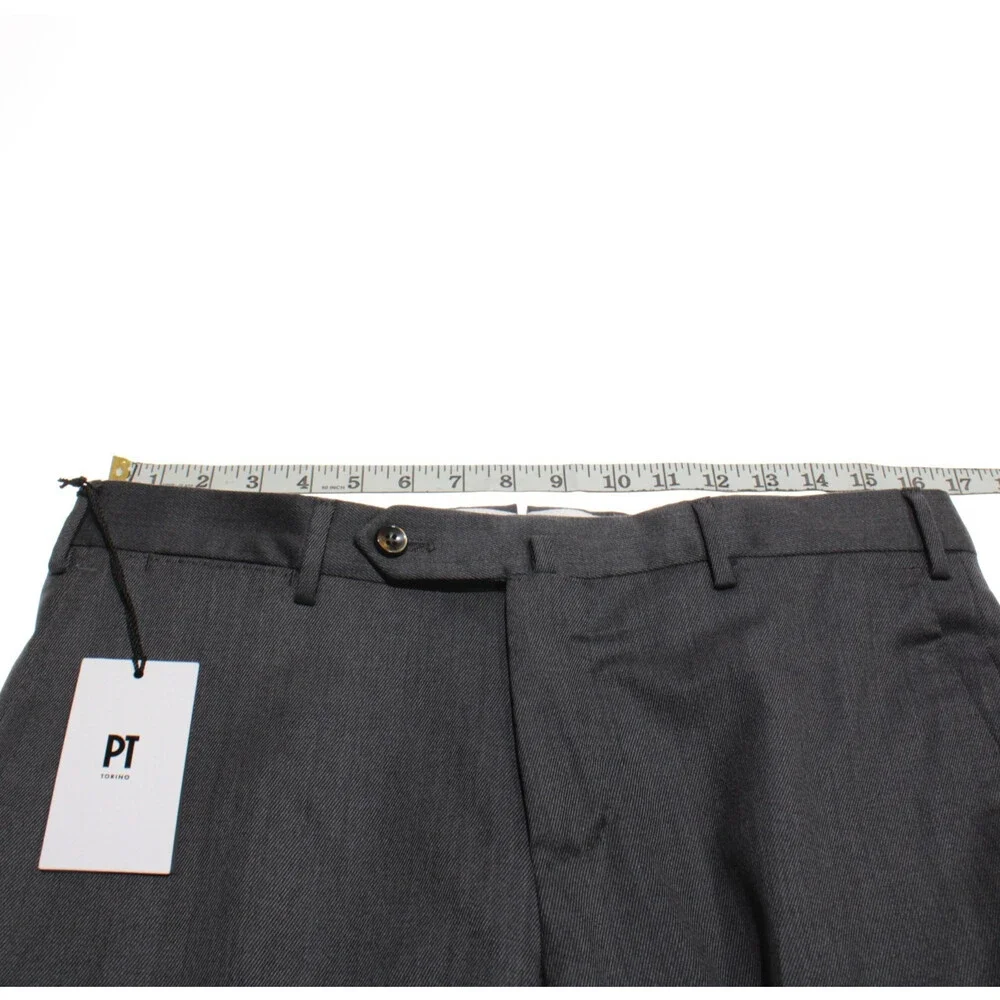 PT Torino NWT Dress Pants Size 48 (US 32) Slim Fit in Dark Gray Wool Blend